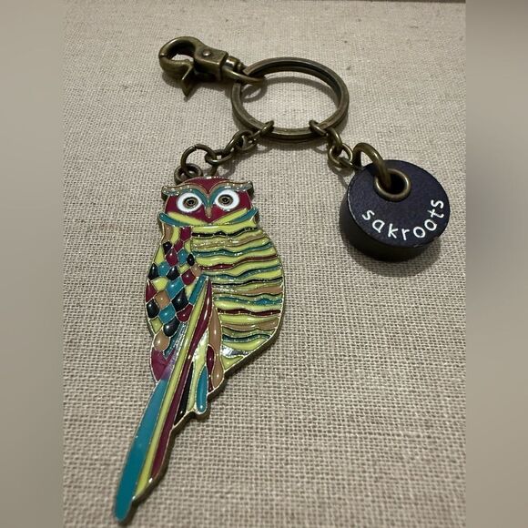 Sakroots Owl Enamel Keychain Colorful Boho Bird Pendant - Picture 8 of 17
